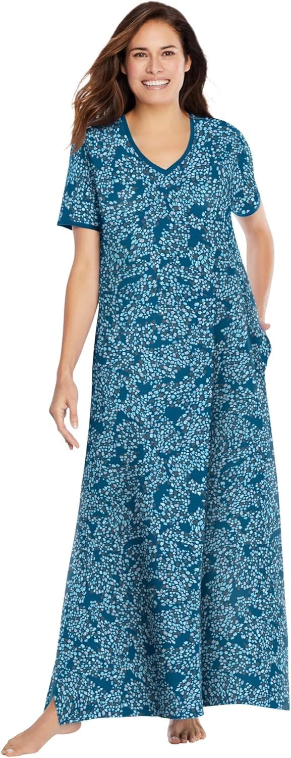 Dreams & Co. Women's Plus Size Long T-Shirt Lounger House Dress or Nightgown