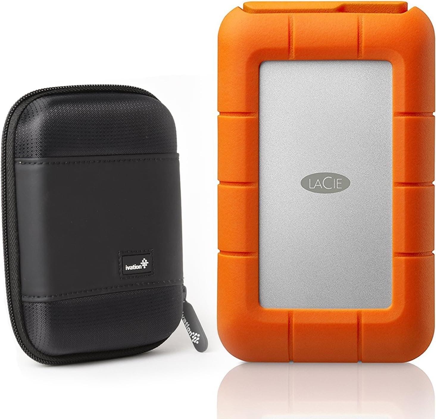 LaCie Rugged RAID, Thunderbolt and USB 3.0 4TB Portable Hard Drive STFA4000400 and Ivation Compact Portable Hard Drive Case (Large)
