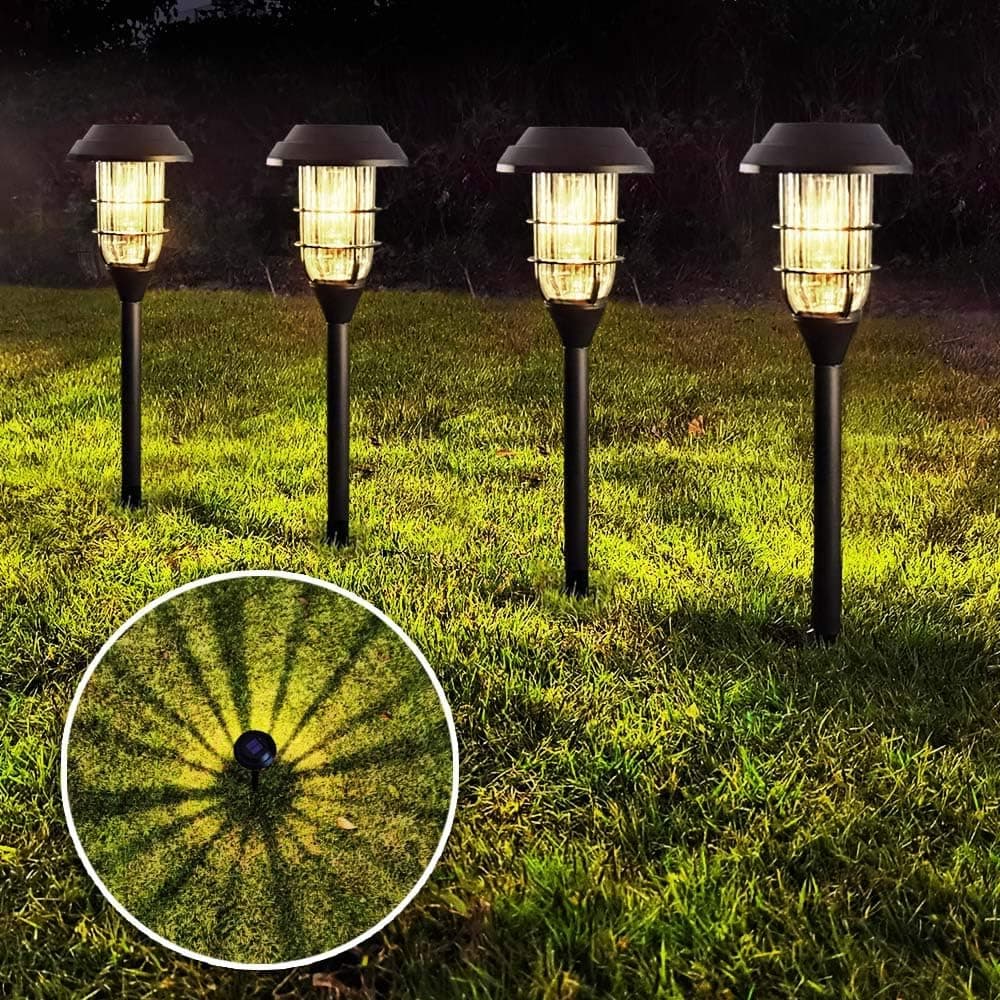 LANSGARINE Solar Lights Outdoor, 6 Pack Waterproof LED Solar Pathway Lights, Solar Powered den Stake Lights for Landscape Lawn, Patio, Yard, Walkway, Driveway