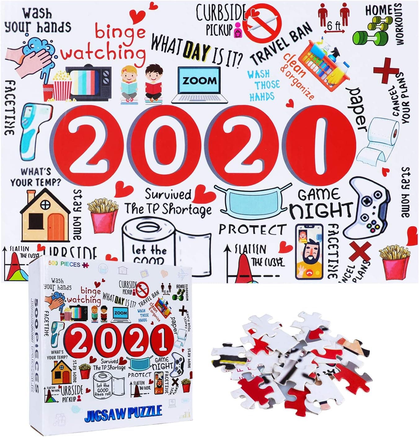 Fowecelt 2021 Jigsaw Puzzles 500 Pieces for Adult Kids Teens Family - 2021 Events Puzzle Game Toys Gift Artwork