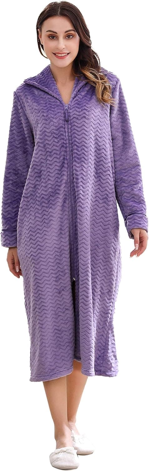 Richie House Women's Soft and Warm Fleece Robe with Zipper Size S-XL RHW2856
