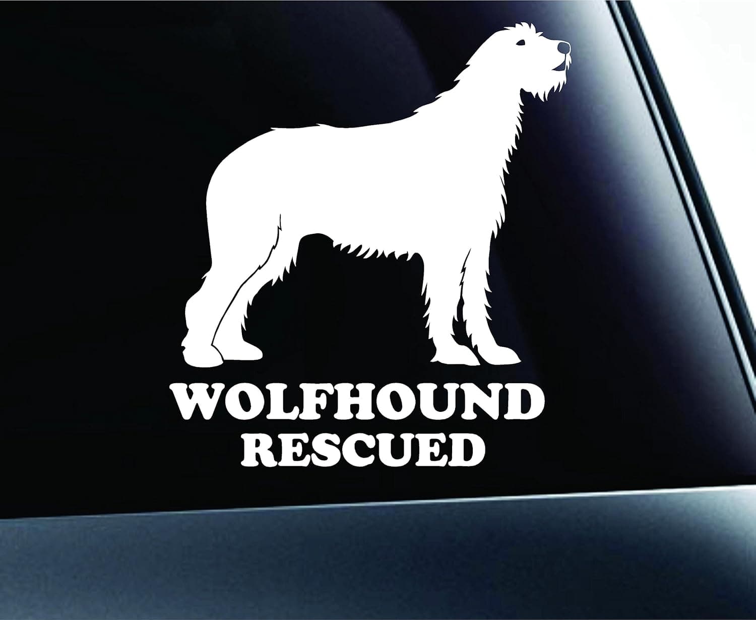 ExpressDecor Irish Wolfhound Rescued Dog Symbol Decal Paw Print Dog Puppy Pet Family Breed Love Car Truck Sticker Window (White)