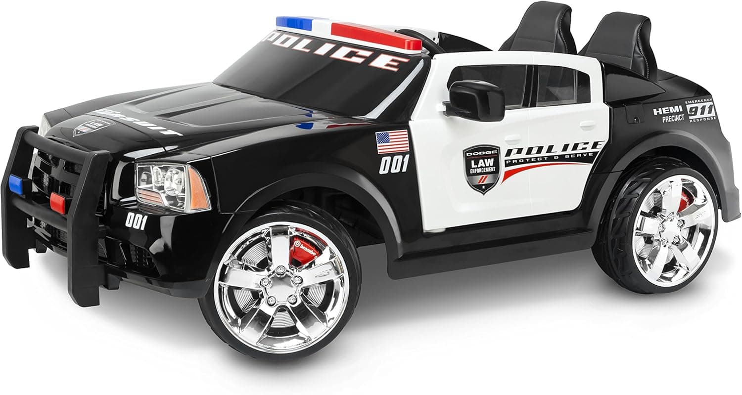 Kid Trax Dodge Police Car Toddler Ride On Toy, Ages 3 - 7 Years Old, 12 Volt Battery, Max Weight of 130 lbs, Two Seater, Working Lights, Dodge Pursuit, (KT1111WM)