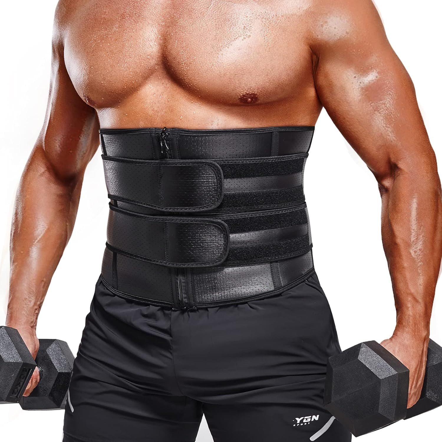 SOLCYSX Waist Trainer for Men Lower Belly fat Waist Sweat Belt for Belly Burner Workout Trimmer Tummy Control Shapewear