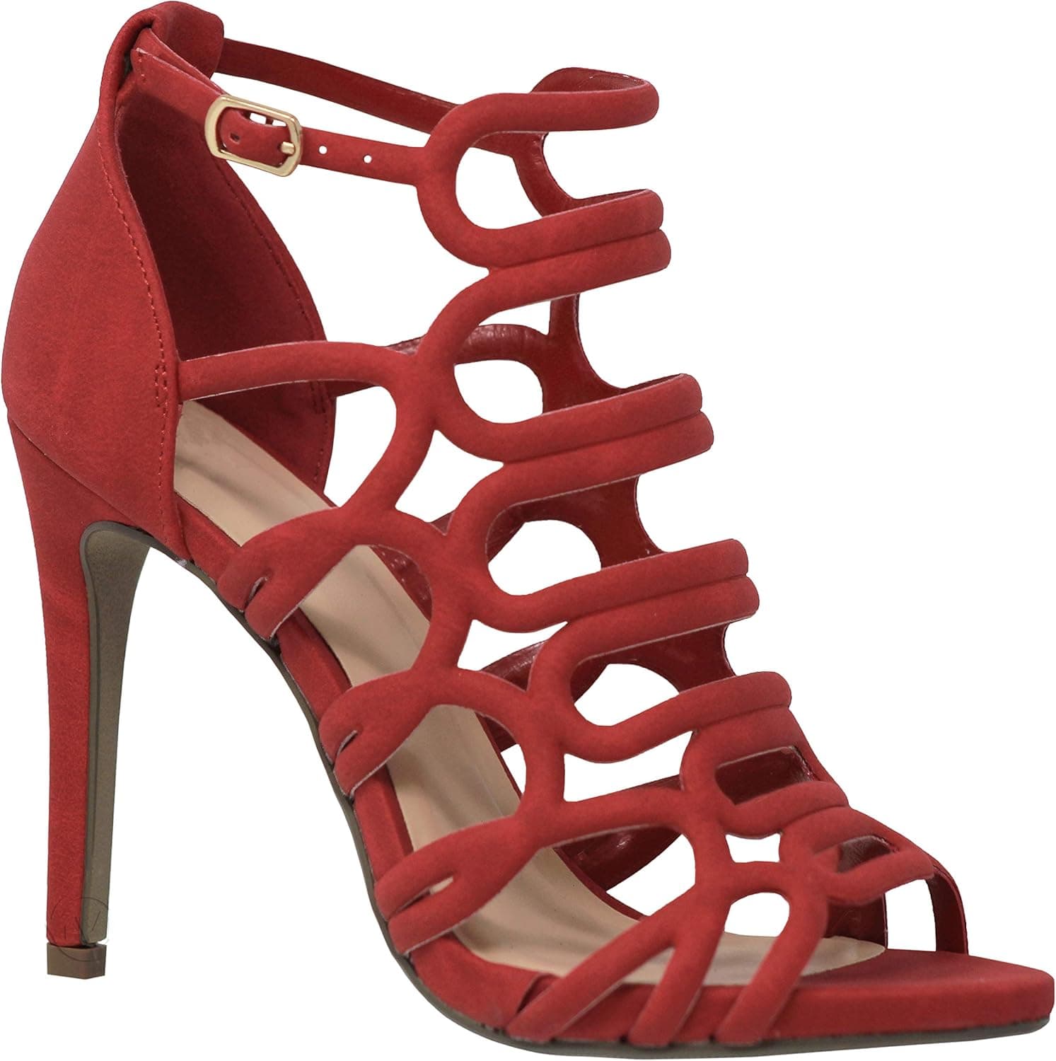 MVE Shoes Women's Open Toe Cutout Design Comfortable High Heels Stiletto Dress Sandals