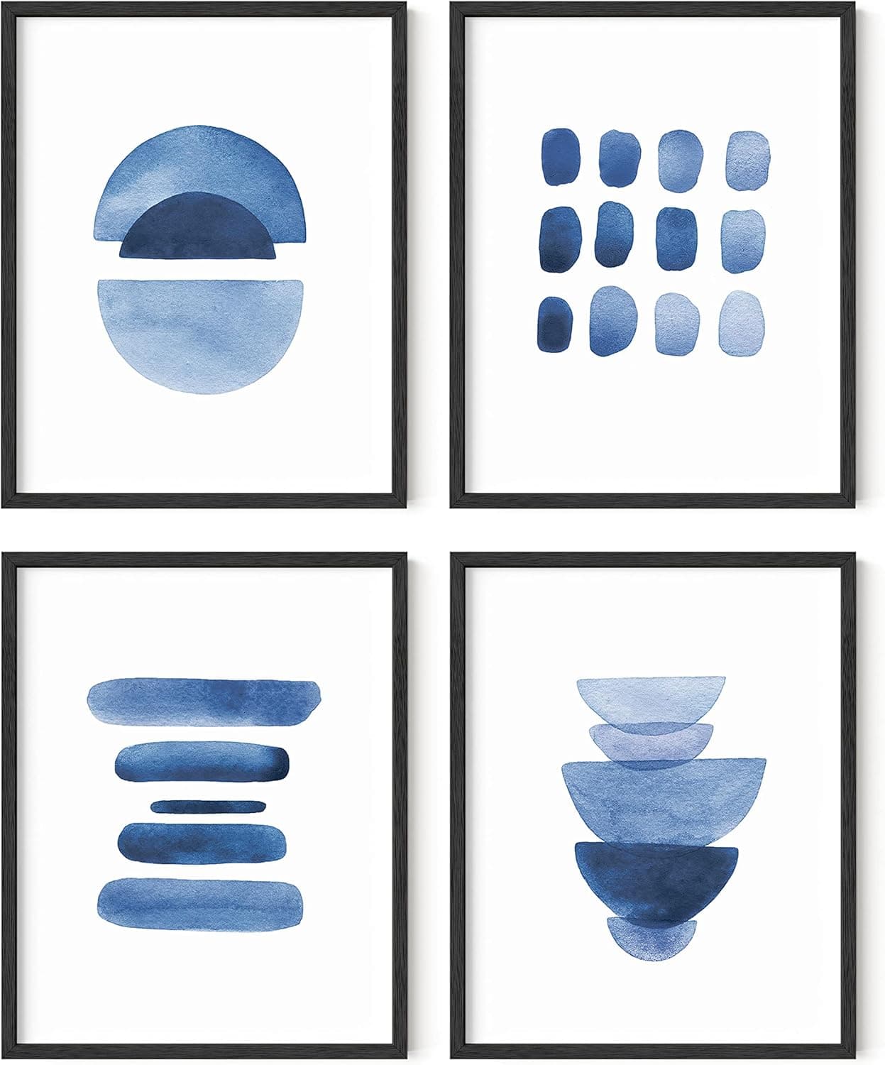 HAUS AND HUES Abstract Blue Wall Art Prints Set of 4 Abstract Art Blue Wall Decor for Living Room Wall Art | Watercolor Prints Wall Art | Navy Blue Wall Art | UNFRAMED (11 x 14)