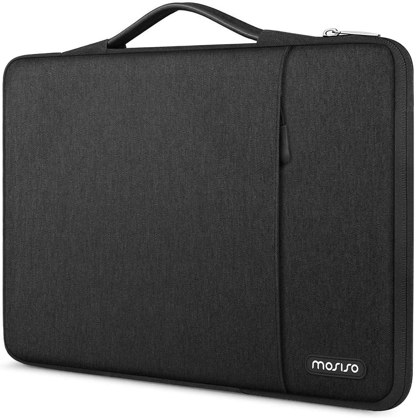 MOSISO 360 Protective Laptop Sleeve Compatible with MacBook Air/Pro, 13-13.3 inch Notebook, Compatible with MacBook Pro 14 inch 2023-2021 A2779 M2 A2442 M1, Vertical Bag with Handle&Pocket, Black