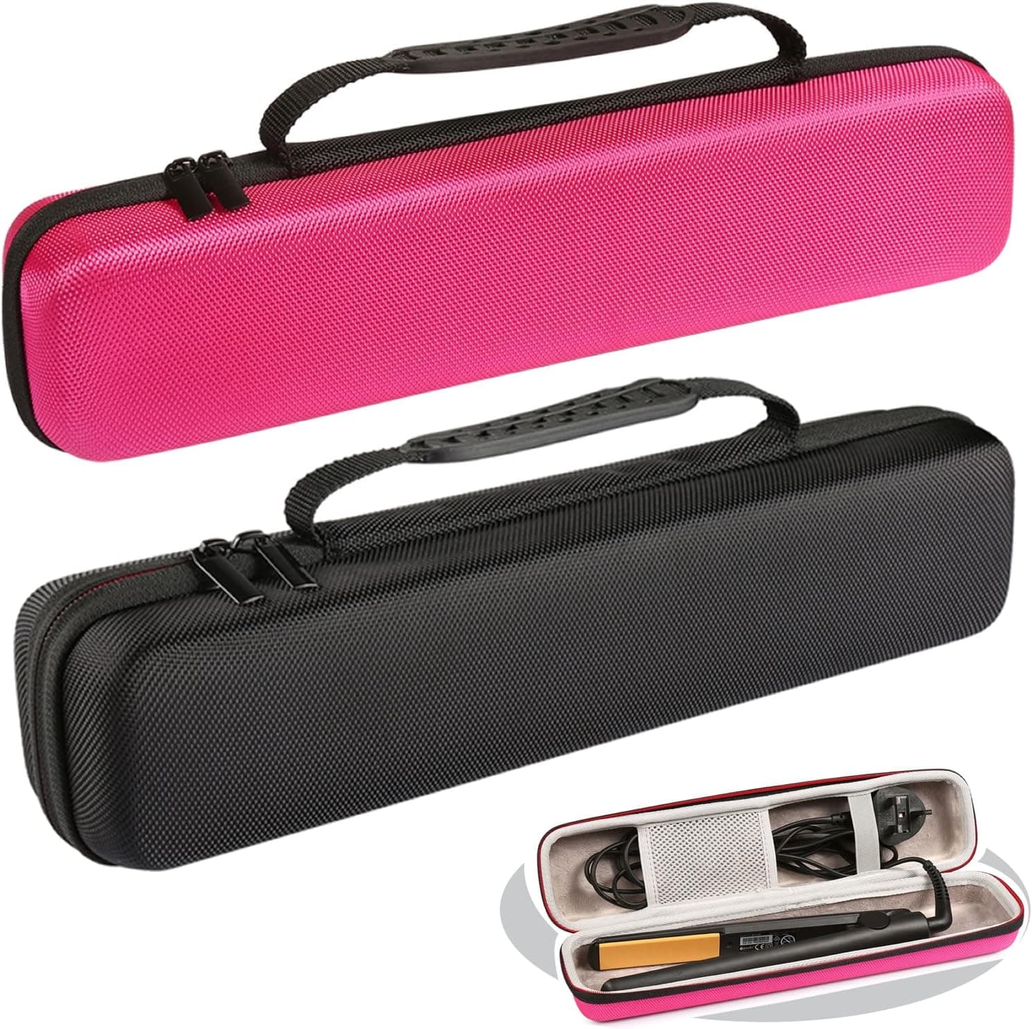 ZbFwmx Airwrap Travel Case for Hair Straightener Bag Hot Tools Curling Iron Travel Straightener Case Electric Hot Comb Flat Iron Hair Straight Styler (Only Case, Pink)