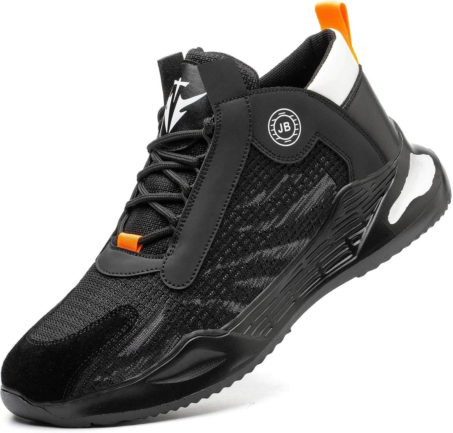 HISQIM Steel Toe Shoes for Men Women Lightweight Safety Work Sneaker for Men Slip Resistant Industrial Construction Shoes(Black, 78042)