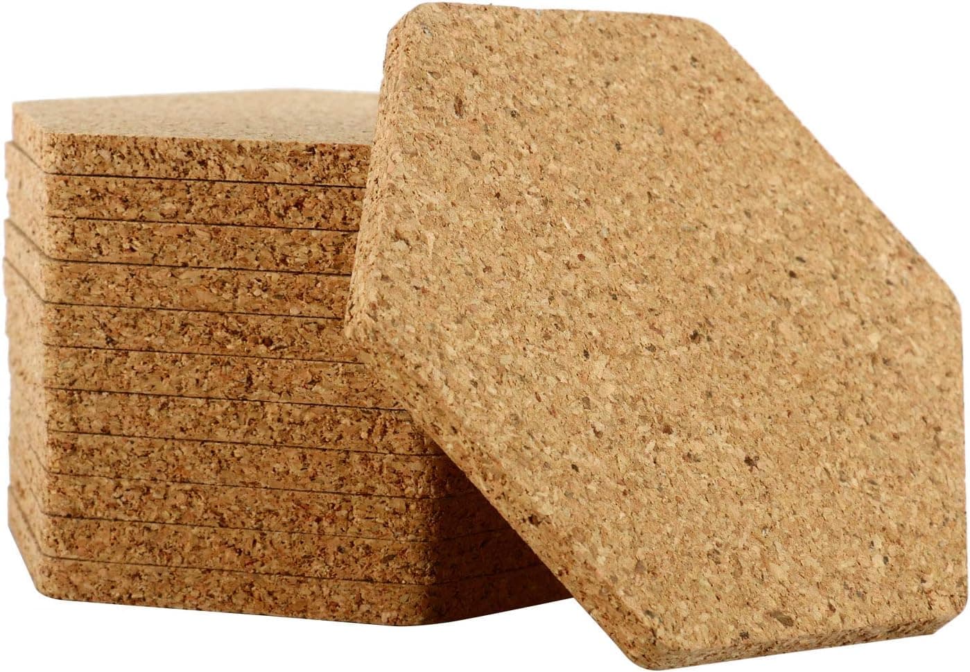Homend Hexagon Cork Coaster Set of 12, Keep Table Clear of Wine, Cappuccino, Beer or Other Drink Marks with Absorbent Coasters