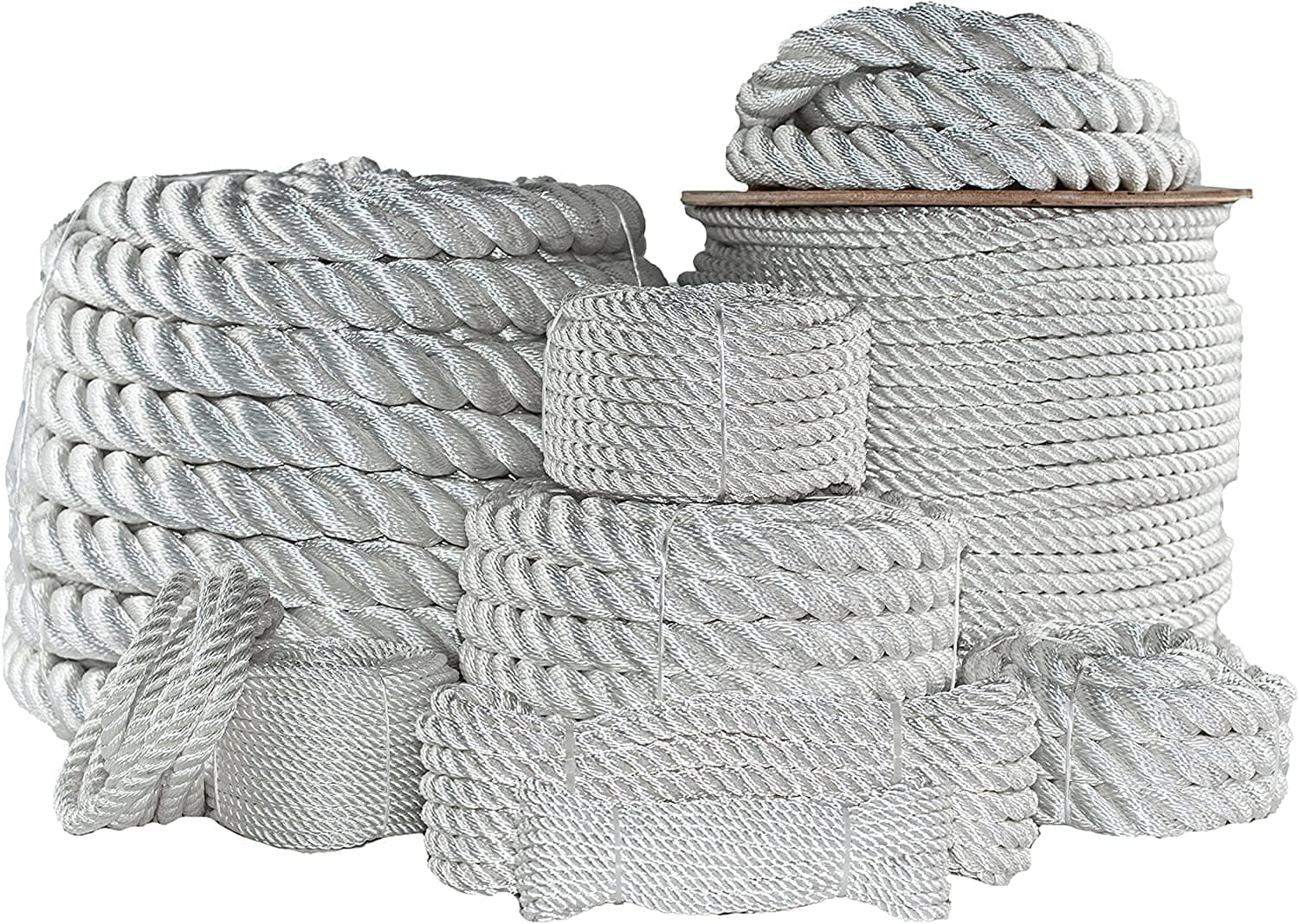 Twisted Nylon Rope - SGT KNOTS - Black or White Multipurpose Utility Line - Crafts, Towing, Dock Lines, and Heavy Loads and More (1.5", 1.25", 1")
