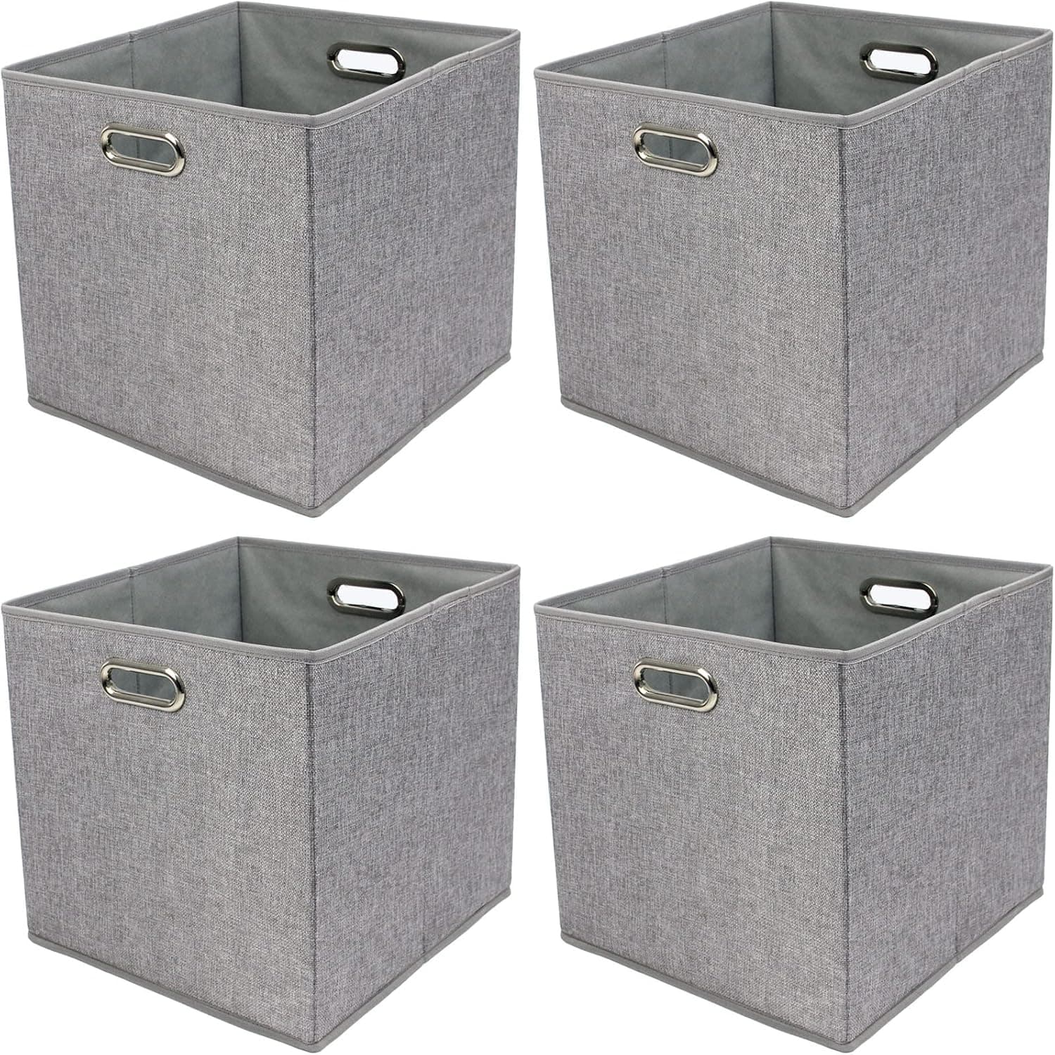 Casaphoria 4pcs Cube Collapsible Fabric Storage Baskets,Thicker Foldable Rectangular Canvas Storage Baskets for Shelves Organizing,13 Inch Closet Storage Bins Stackable for Wardrobe