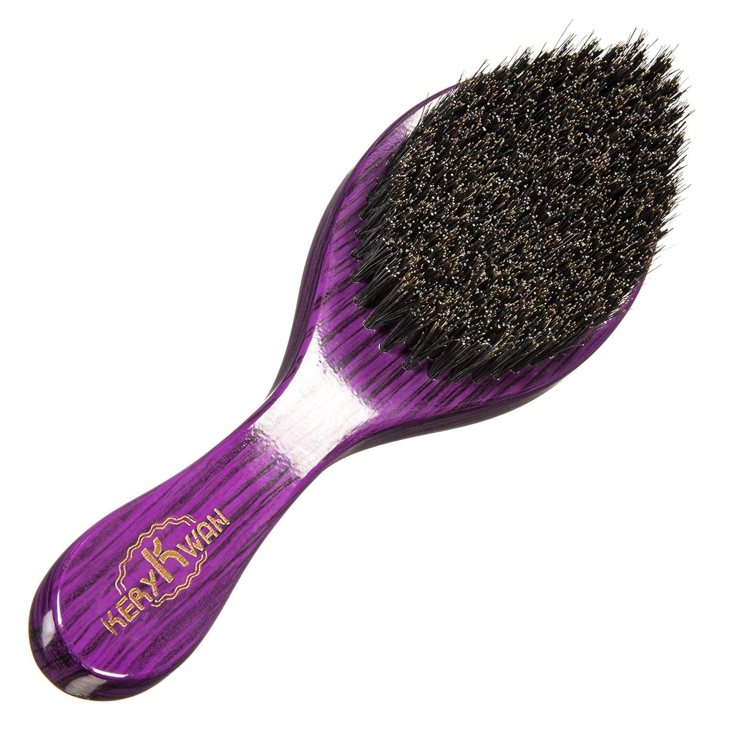 Medium Hard Curve Wave Brush for Men&Women 360 Waves Reinforced Natural Boar Bristles Hair Brush for Polishing&Laying Down Hair with Durag