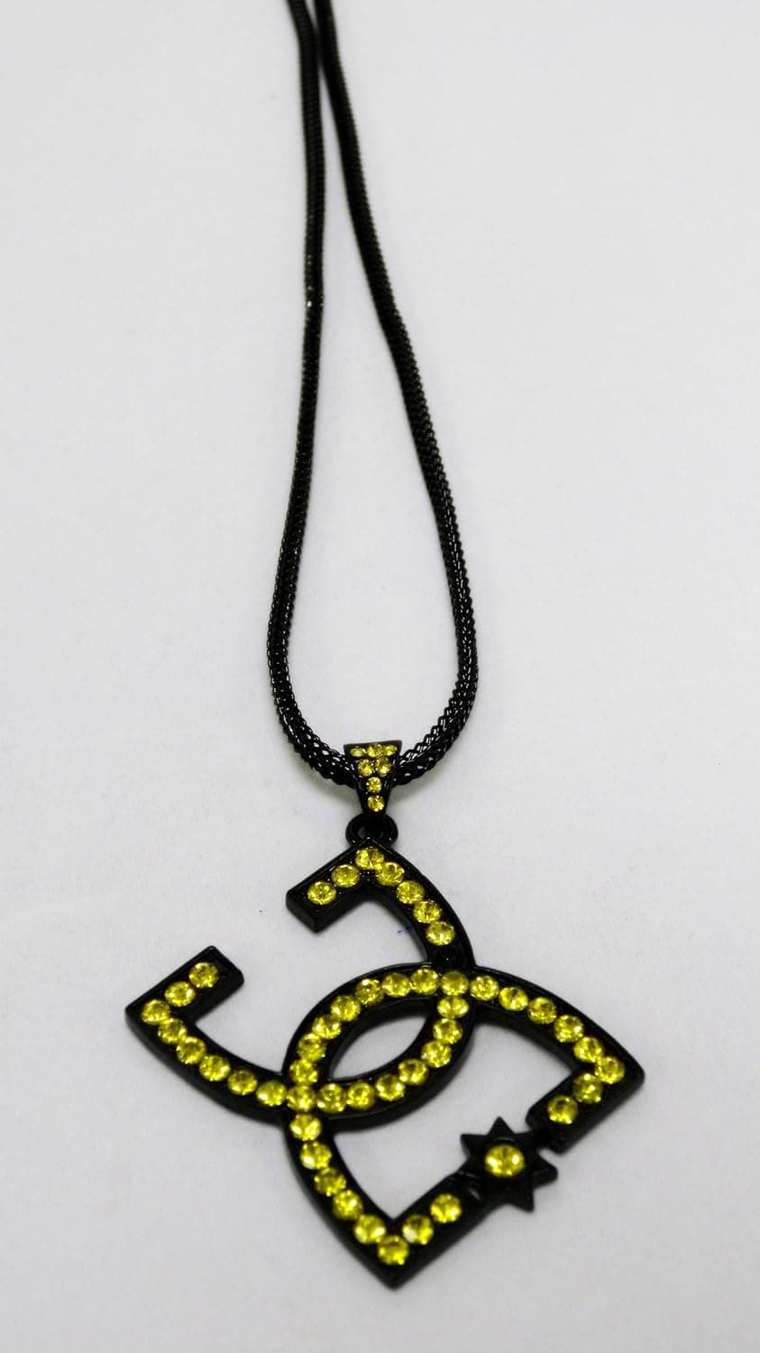 DC ROB DYRDEK BLACK YELLOW ICED NECKLACE WITH BLACK CHAIN