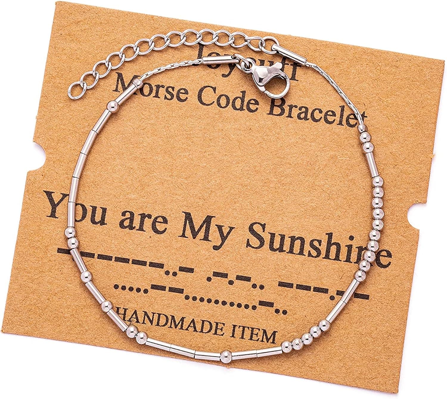 JoycuFF Morse Code Bracelets for Women Unique Jewelry for Daughter Mom Son Best Friend Inspirational Gifts for Girl Valentines Day Mother's Day Graduation Gift Adjustable Silver Stainless steel