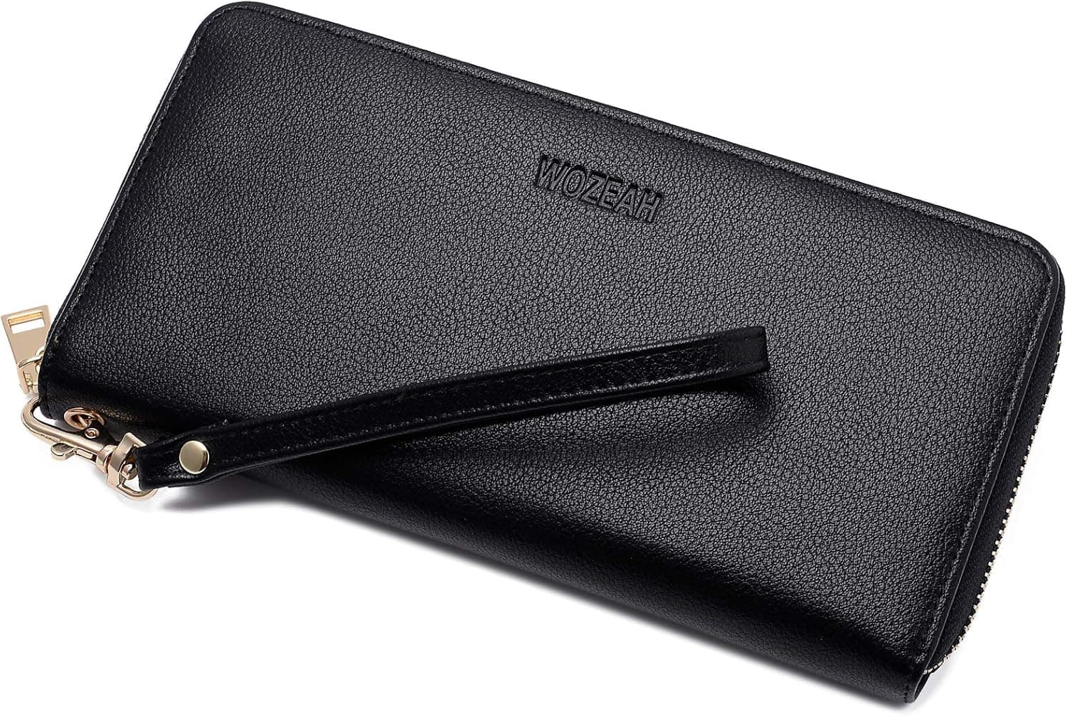 WOZEAH Women's RFID Blocking PU Leather Zip Around Wallet Clutch Large Travel Purse