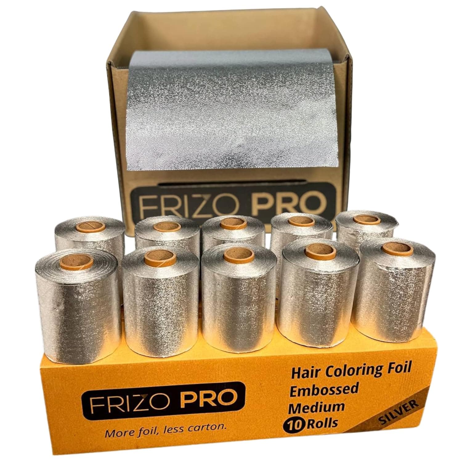 Frizo Pro Embossed Hair Foil Rolls, Medium - Silver - Pack of 10 Aluminum Foils For Highlighting, Cut to Your Own Desire Length