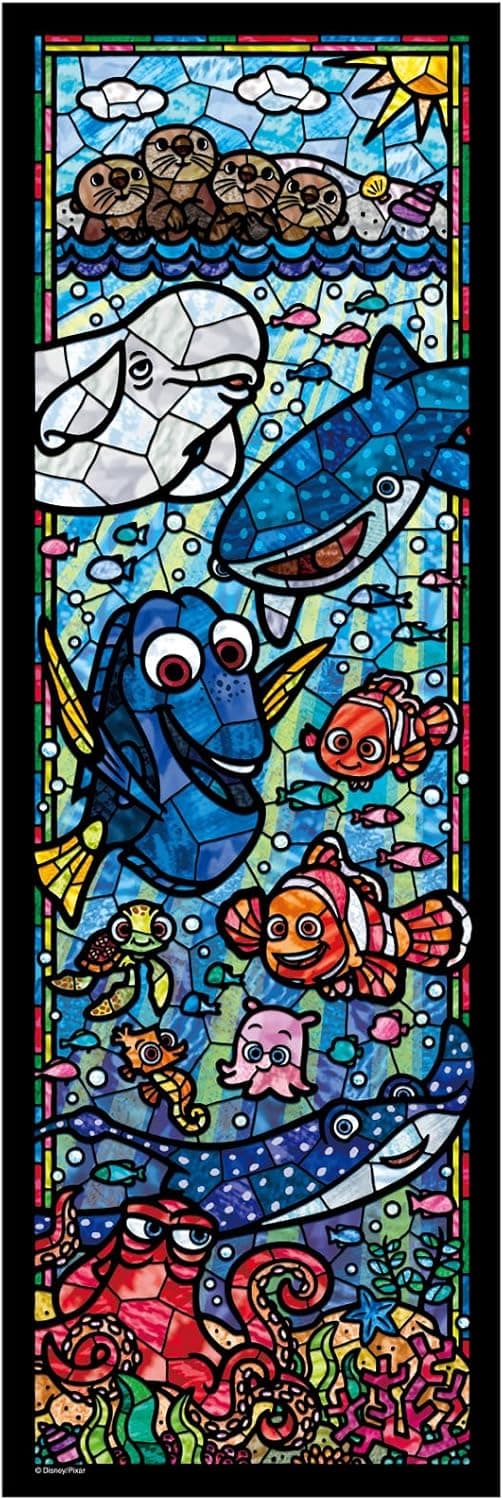 456 pieces jigsaw puzzle Nemo and Dory stained glass tightly series [stained art] (18.5x55.5cm)