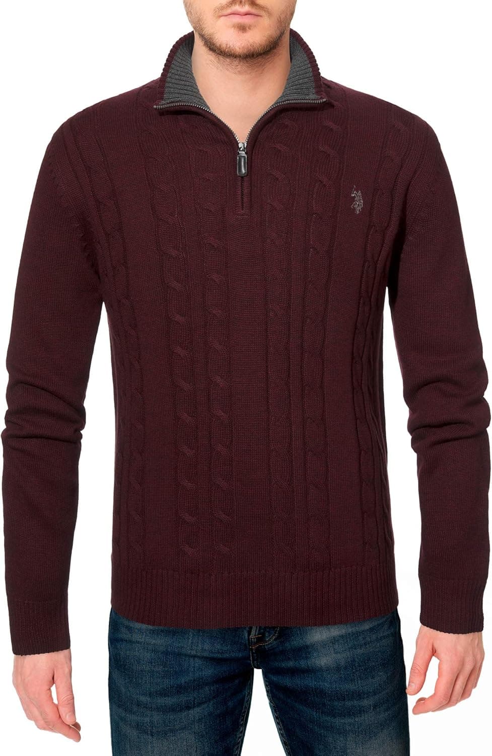 U.S. Polo Assn. Men's Cable Knit 1/4 Zip Sweater Sweater