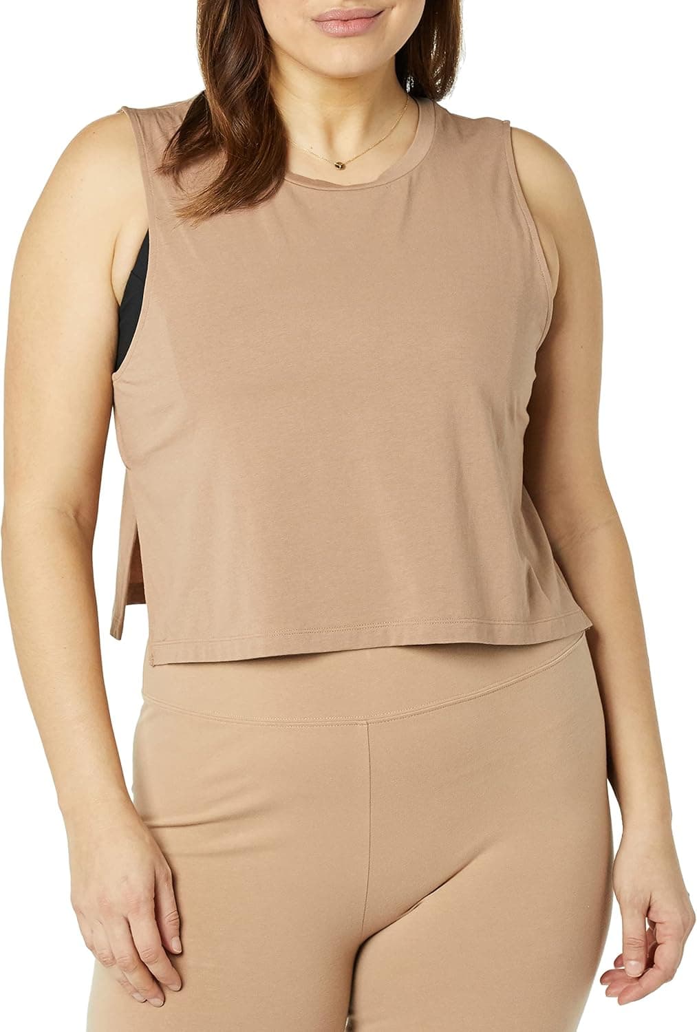 Core 10 Women's Cotton Cropped Side-Split Tank Tee