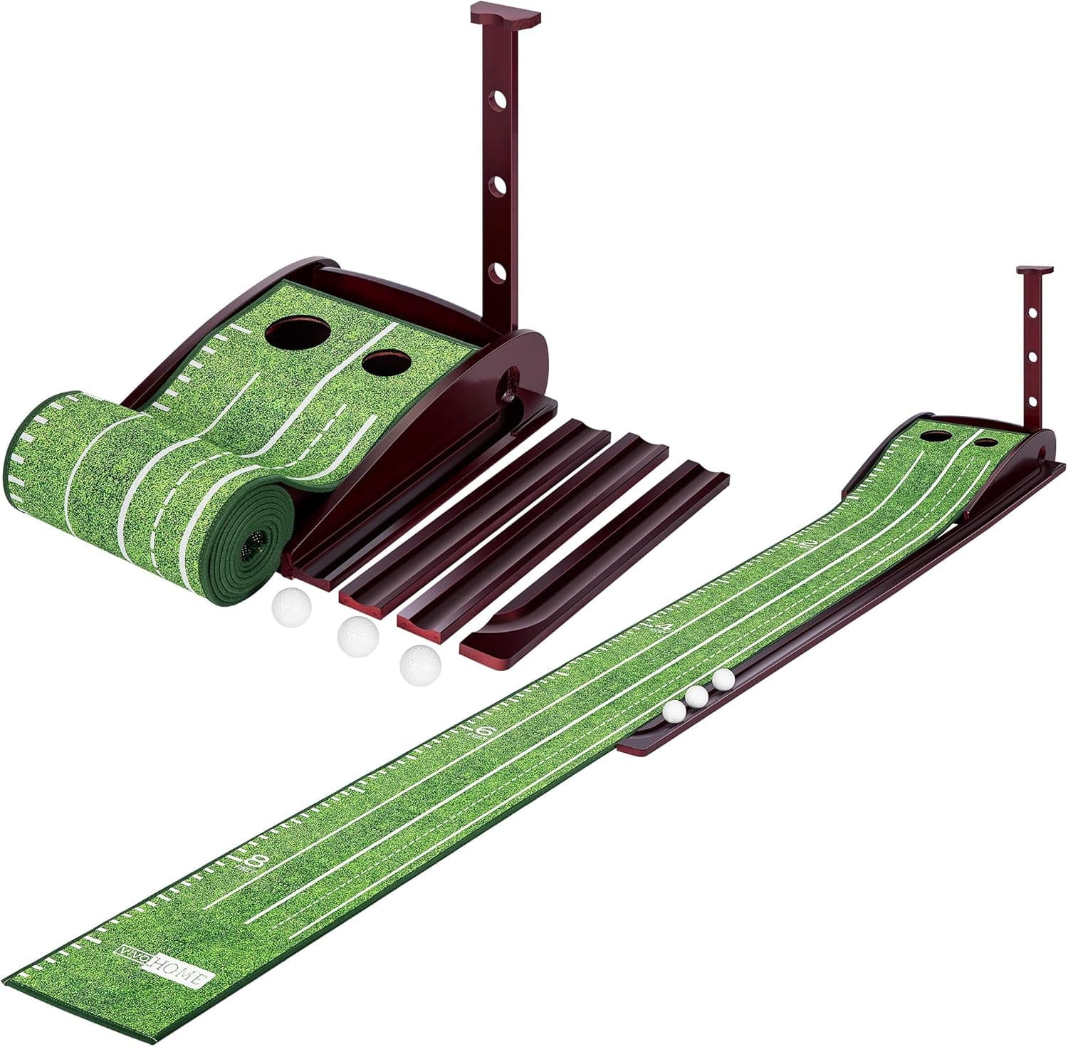 VIVOHOME Golf Putting Mat, Indoor Putting Green with Automatic Ball Return, 3 Balls, Solid Wood Base for Home Office
