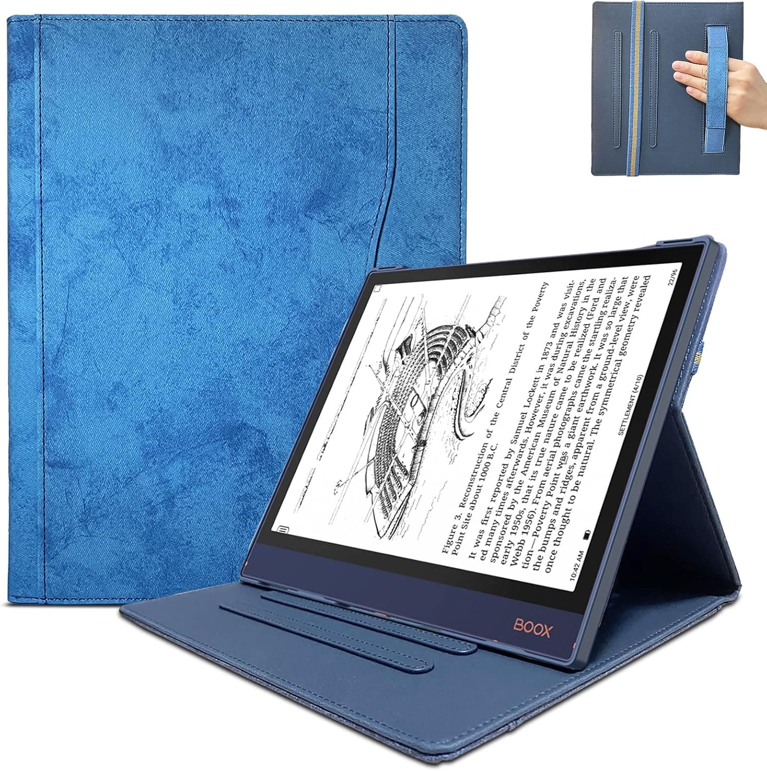 E NET-CASE Slim Case for BOOX Note Air 2 (2021) & BOOX Note Air 2 Plus (2022) Digital Paper Tablet Upgrated Design Cover for BOOX Note Air 2 & 2 Plus 10.3 inch Digital Paper with Pencil Holder-Blue