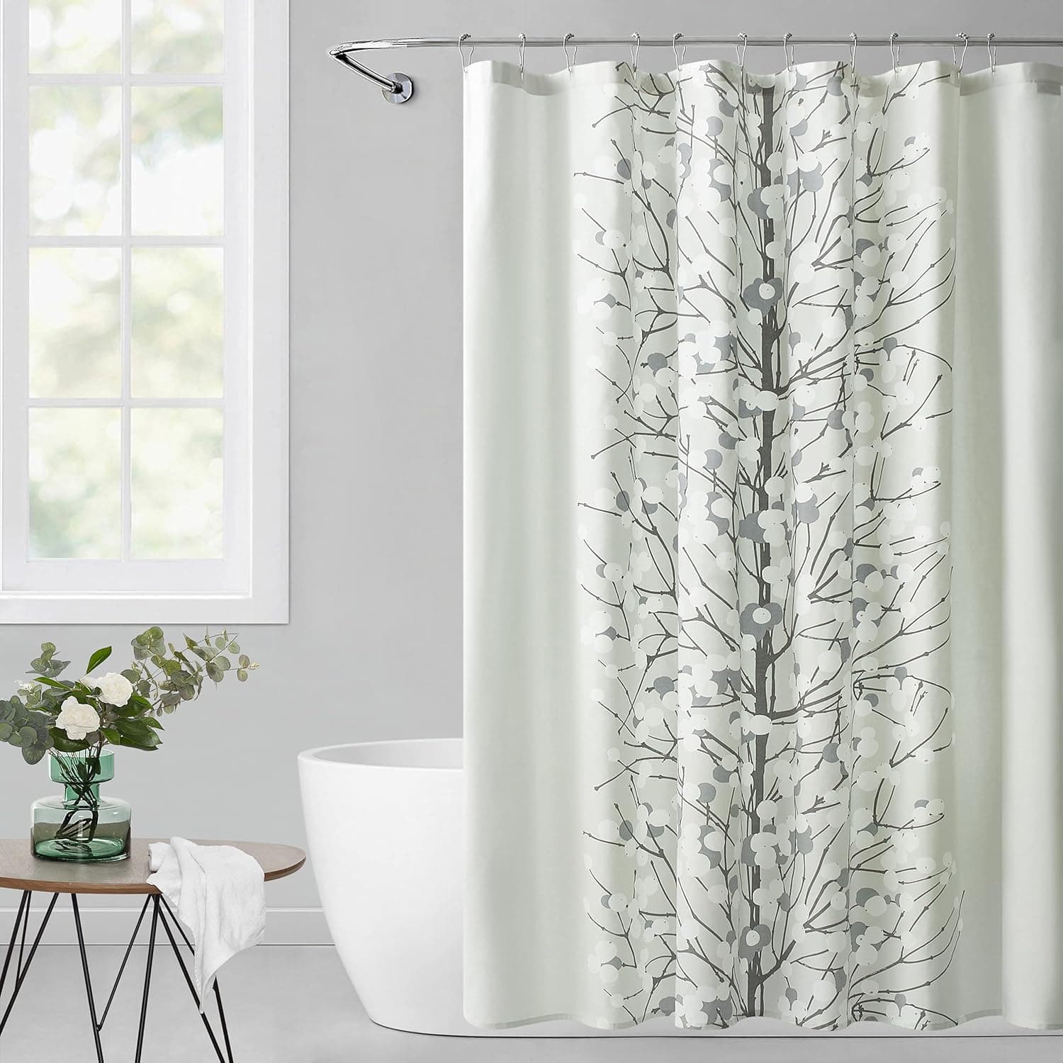 MARIMEKKO | Shower Curtain Cotton, Lightweight, Buttonhole Top, Machine Washable Easy Care, 72 x 72, Lumimarja