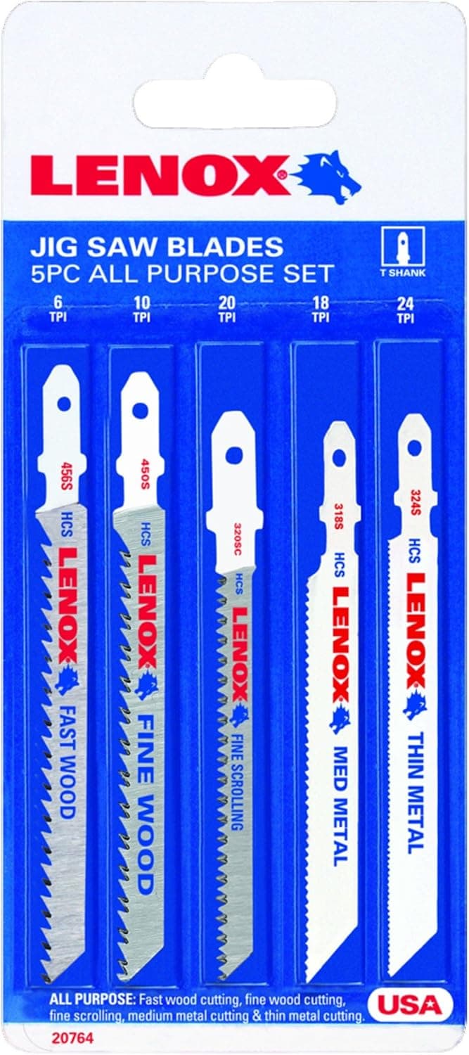 Lenox 20764C543SA Bi-Metal Jig Saw Blade Kit with T-Shank, 5-Piece