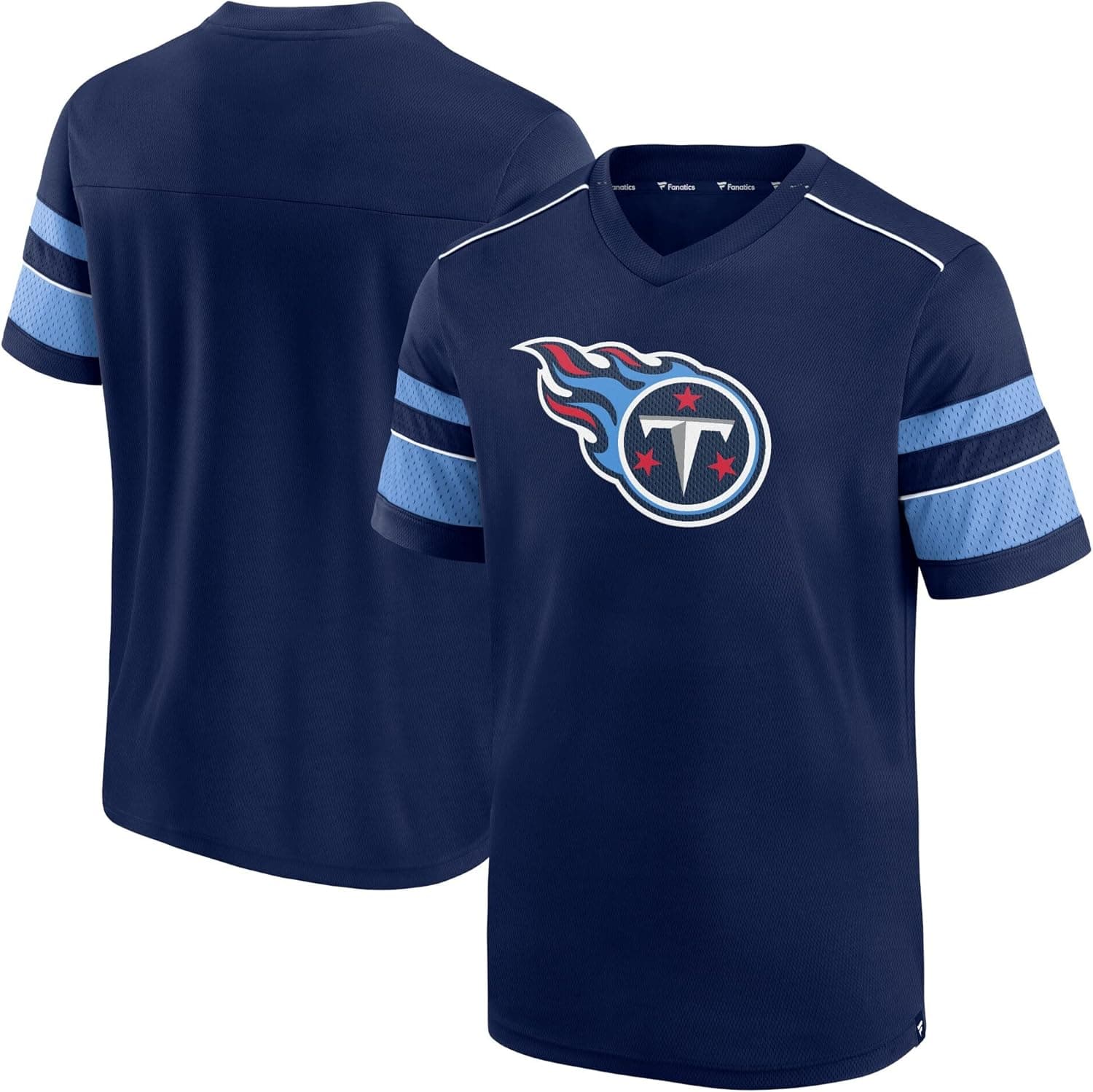 Fanatics Men's Navy Tennessee Titans Textured Hashmark V-Neck T-Shirt