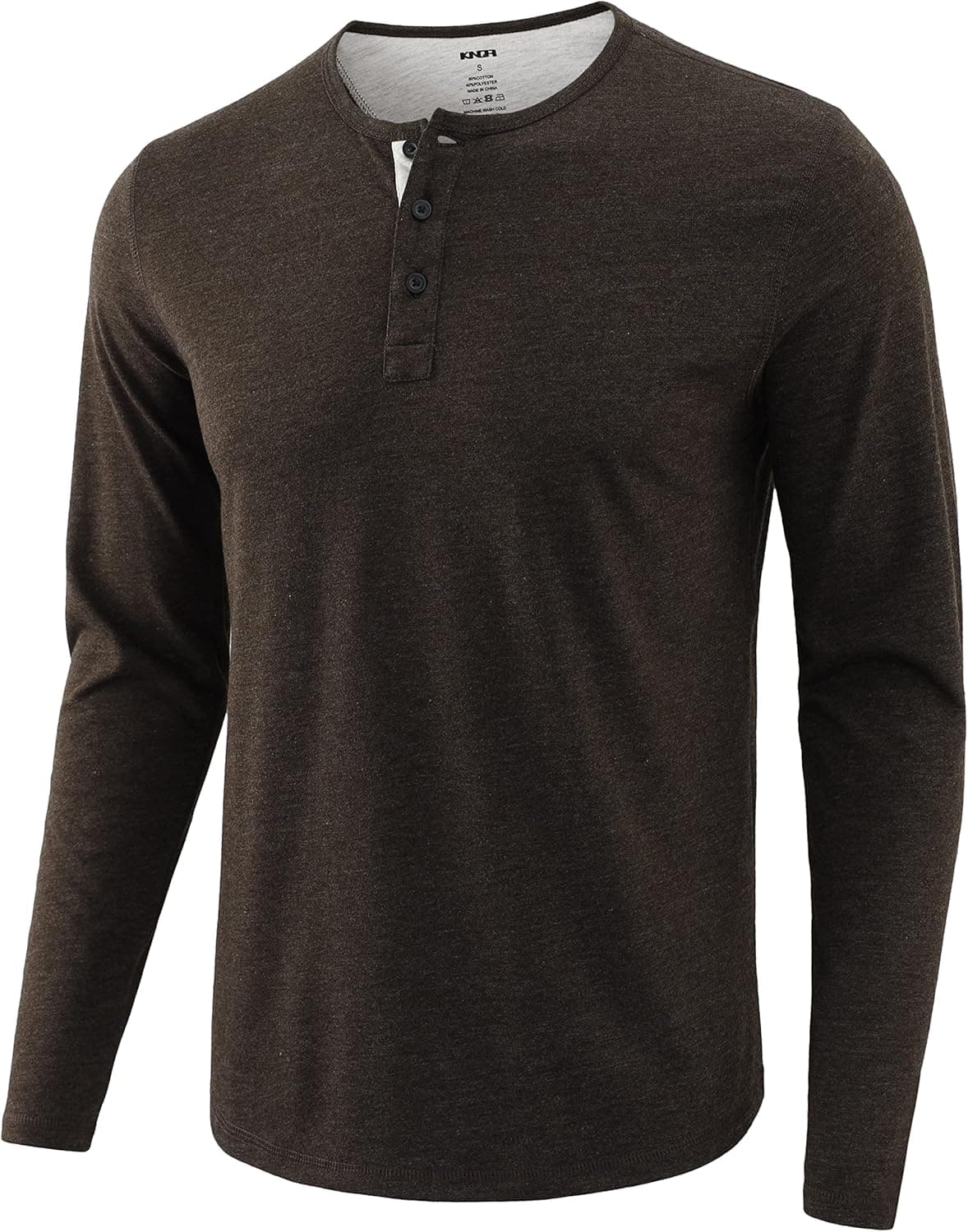 KNQR Men's Athletic Long Sleeve Slim Fit Active Sportswear Workout Running Gym Henley T-Shirts