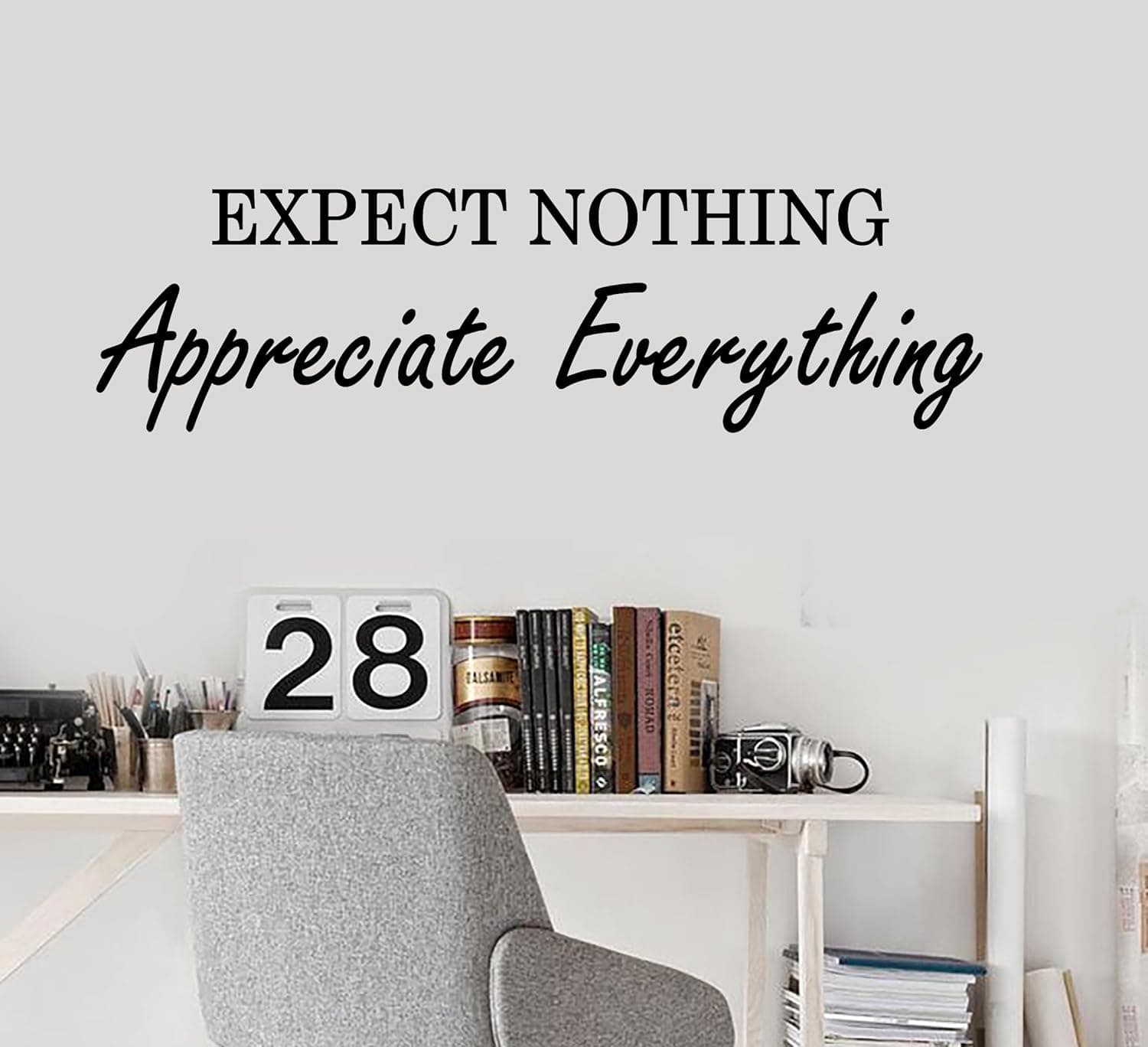 Wallstickers4you Vinyl Wall Decal Motivation Inspiring Success Quote Words Expect Nothing Appreciate Everything Stickers 2003ig (22.5 in X 6 in)