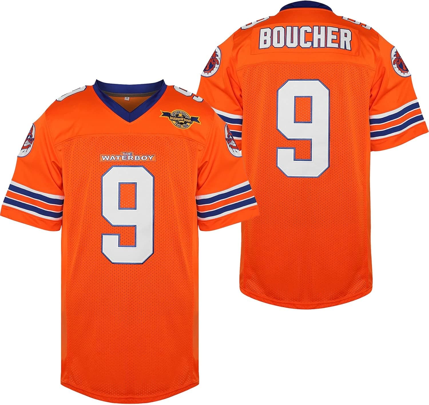 QCBW Mens Waterboy 9 Bobby Boucher 50th Anniversary Stitched Movie Football Jerseys S-XXXL (Large, Orange)