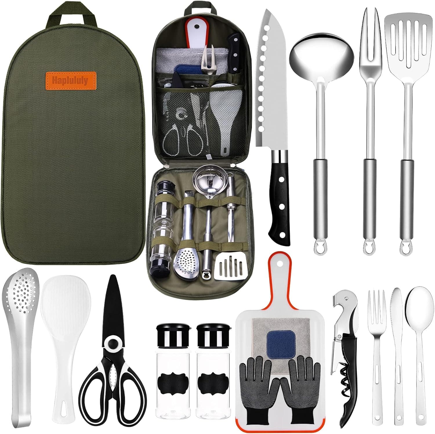 Camping Kitchen Equipment Camping Cooking Utensils Set Portable Picnic Cookware Bag Campfire Barbecue Appliances Essential Gadgets and Accessories Suitable for Tent Campers, Outdoor Picnic barbecues