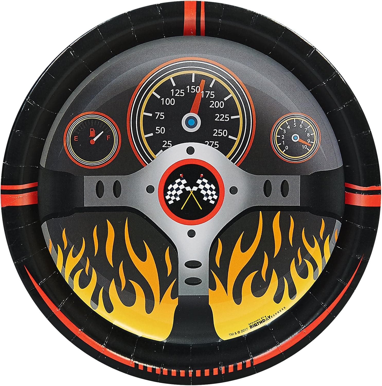 Forum Novelties 82025 9" Paper Dinner Plate Racecar Racing Party Supplies, One Size, Multicolor