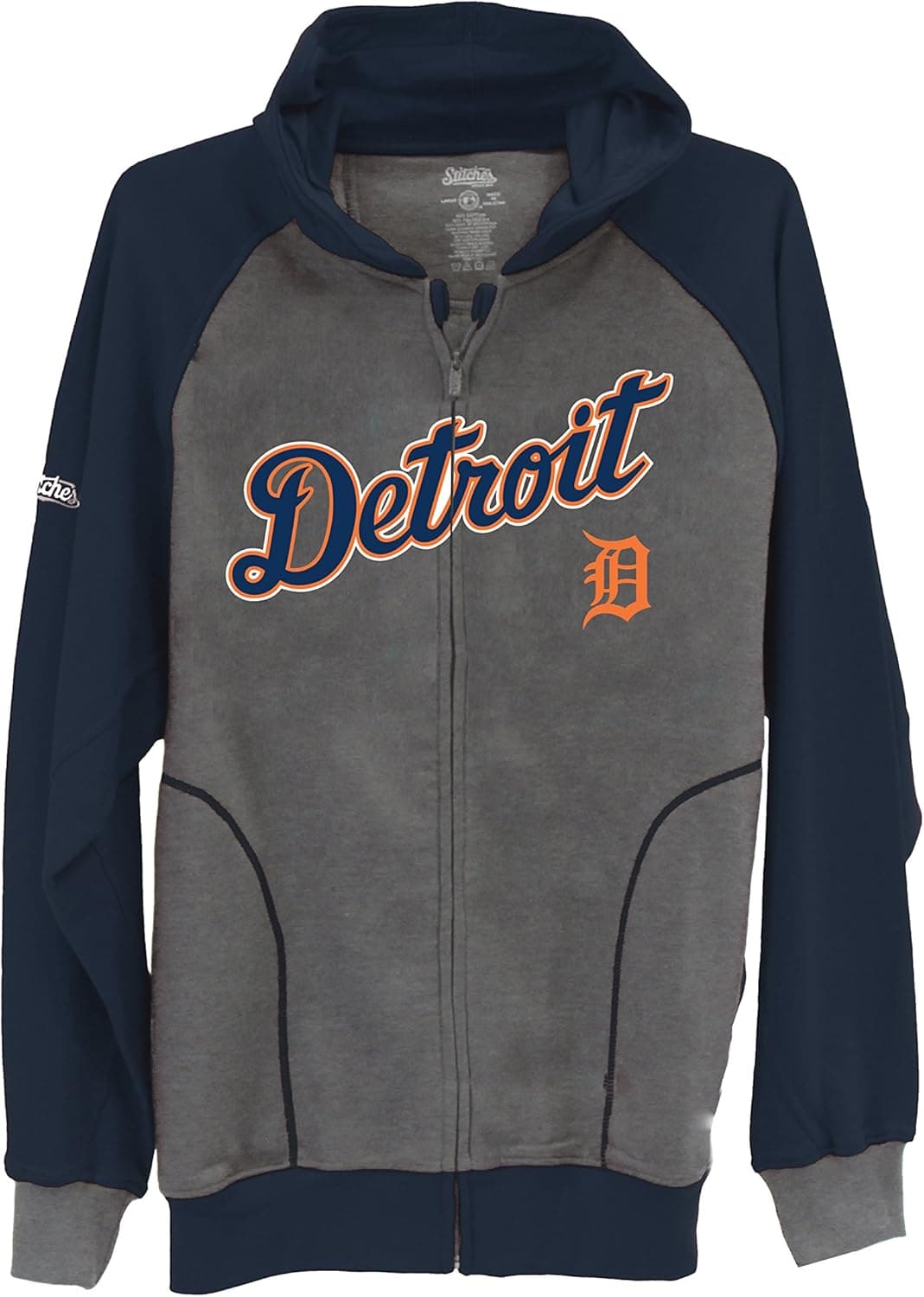 MLB Detroit Tigers Men's CVC Heather Brushed Fleece Hood, Large, Charcoal