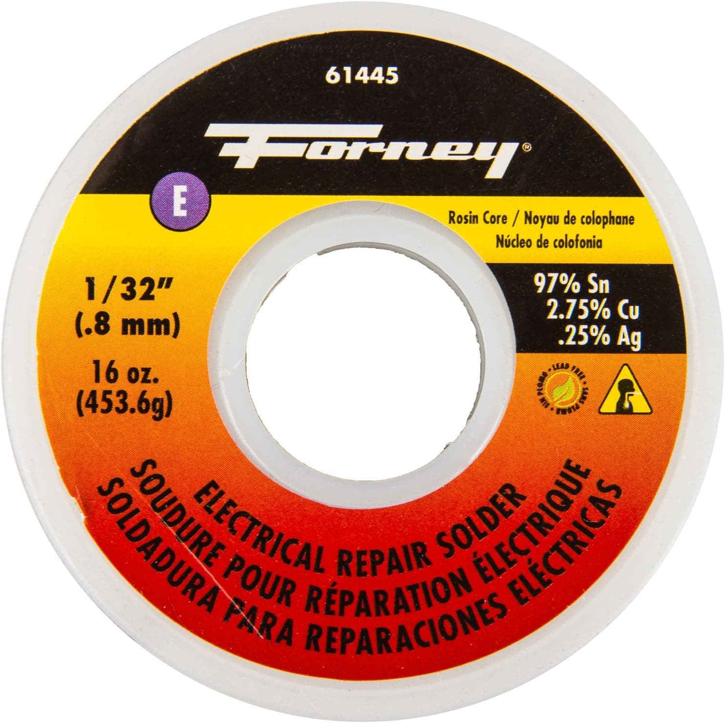 Forney 61445 Lead Free Rosin Solder, 1/32"