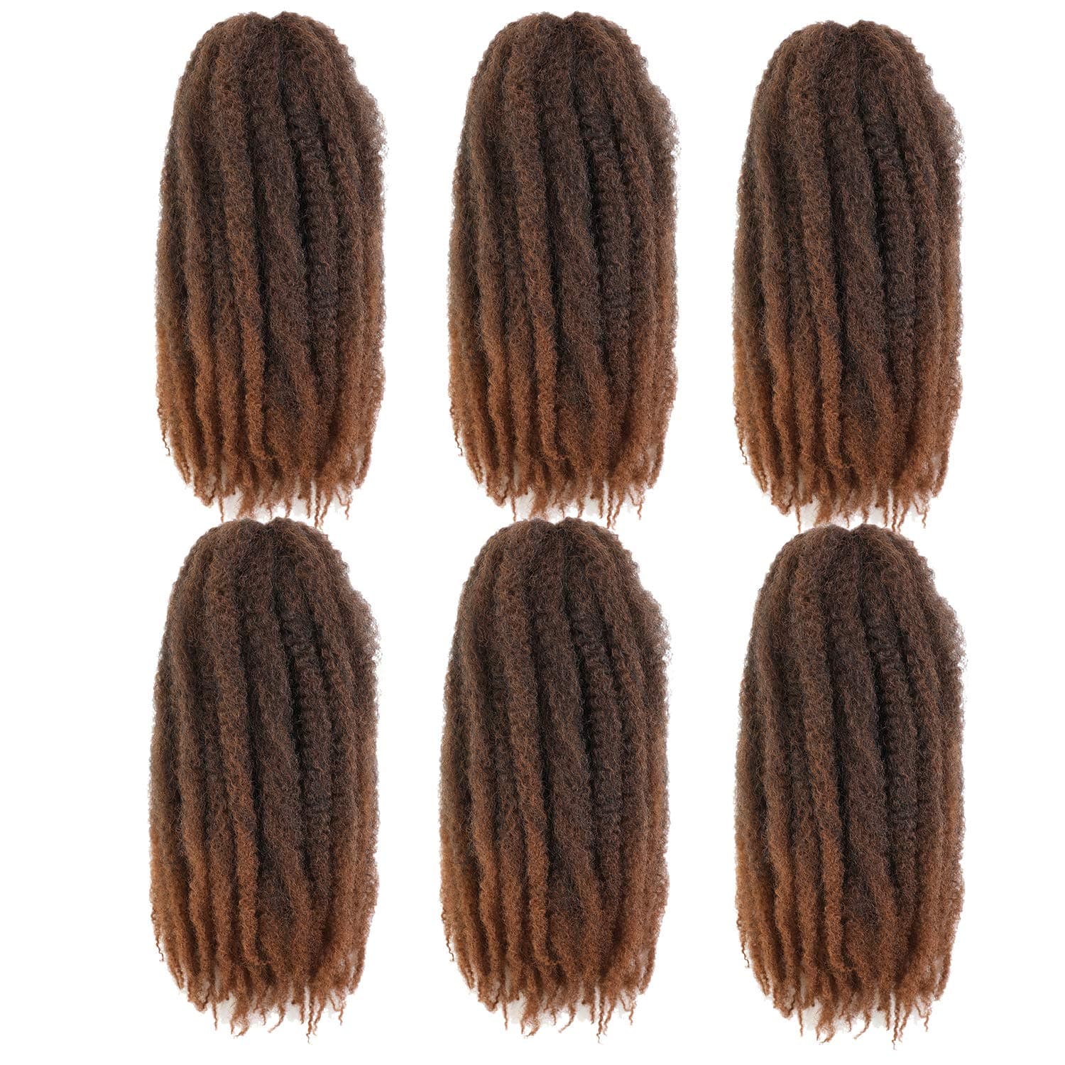 6Packs Cuban Twist Hair 16 inch Afro Kinky Curly Marley Braids Hair Extension Marley Hair For Twists Synthetic Fiber Marley Braiding Hair For Crochet Twist or Faux Locs (T1B/30#)