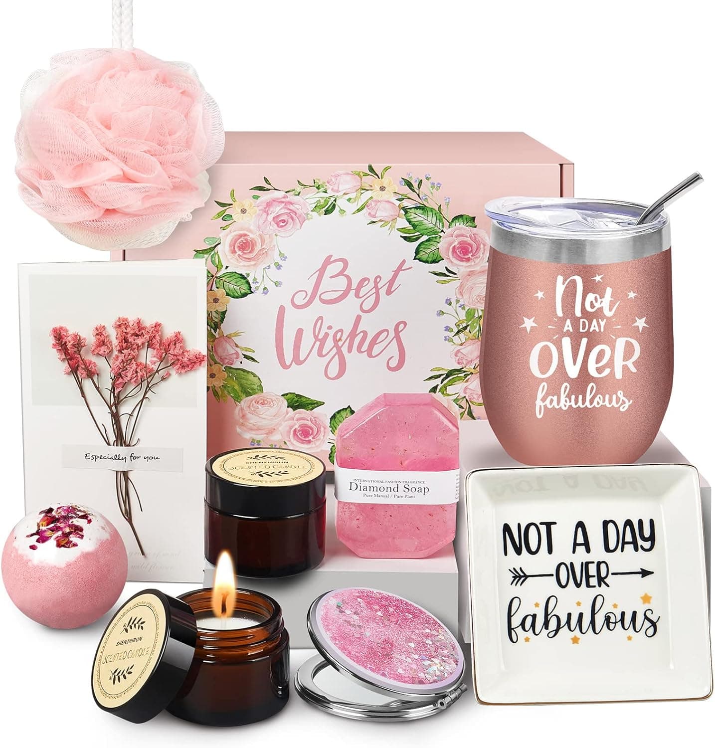 Mothers Day Gifts Birthday Gifts For Women-Relaxing Spa Gift Box Basket For Her Mom Sister Best Friend Girlfriend Wife, Bath Set Gift Ideas - Unique Gifts for Women Who Have Everything