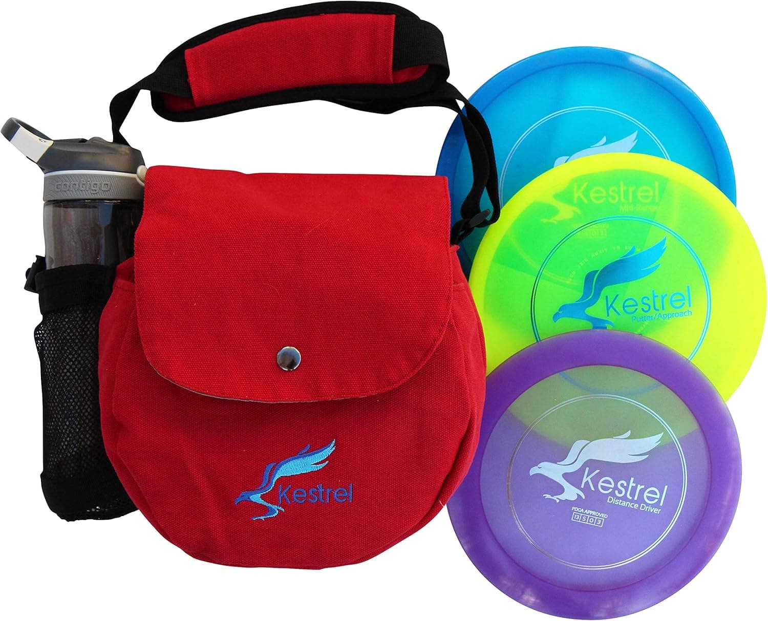 Kestrel Discs Golf Pro Set | 3 Disc Pro Pack Bundle and Small Bag | Disc Golf Set | Includes Distance Driver, Mid-Range and Putter | Small Disc Golf Bag