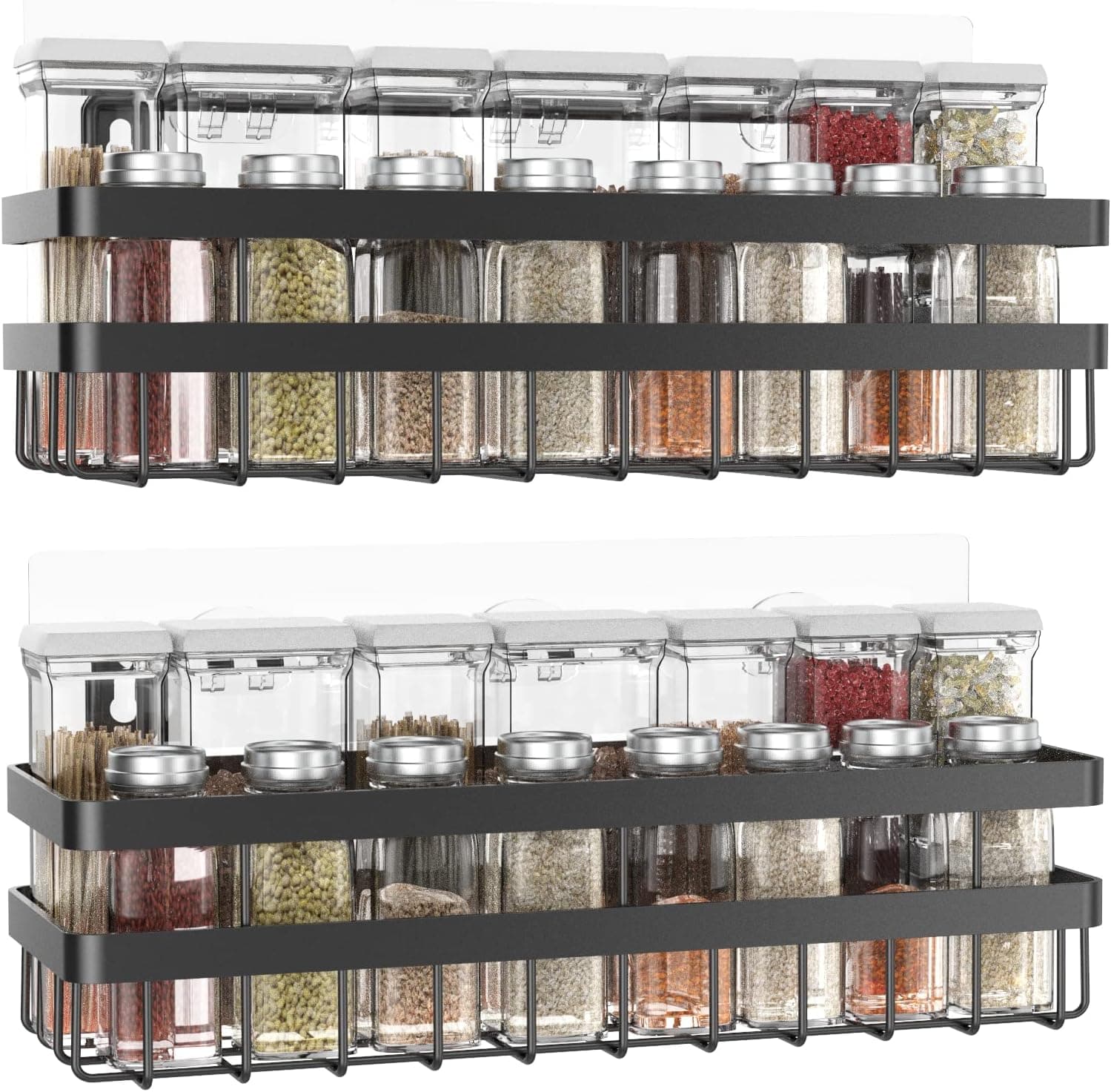 THENNIKIGO Spice Rack Wall Mount, Screw or Adhesive Spice Rack Organizer for cabinet, Spice Shelf Organizers and Wall handing Spice Rack, Seasoning rack,Multi Use Shelf for your kitchen organization