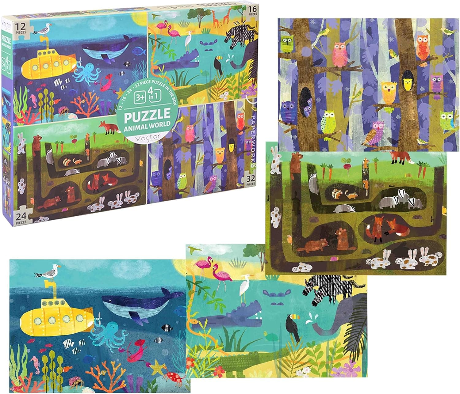 VASTAR Kids Puzzle for Kids Ages 4-8 - 4 in 1 Increasing Difficulty Kids Floor Jigsaw Puzzles 12-32 Piece - Early Educational Preschool Toddler Large Puzzles (4 Puzzles)