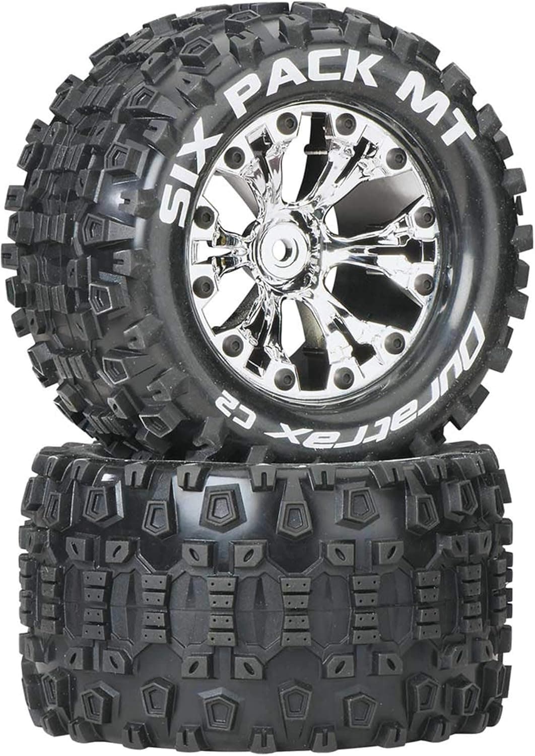 Duratrax Six-Pack MT 2.8" 2 Wheel Drive Mounted Rear C2 Tires Chrome 2 DTXC3521