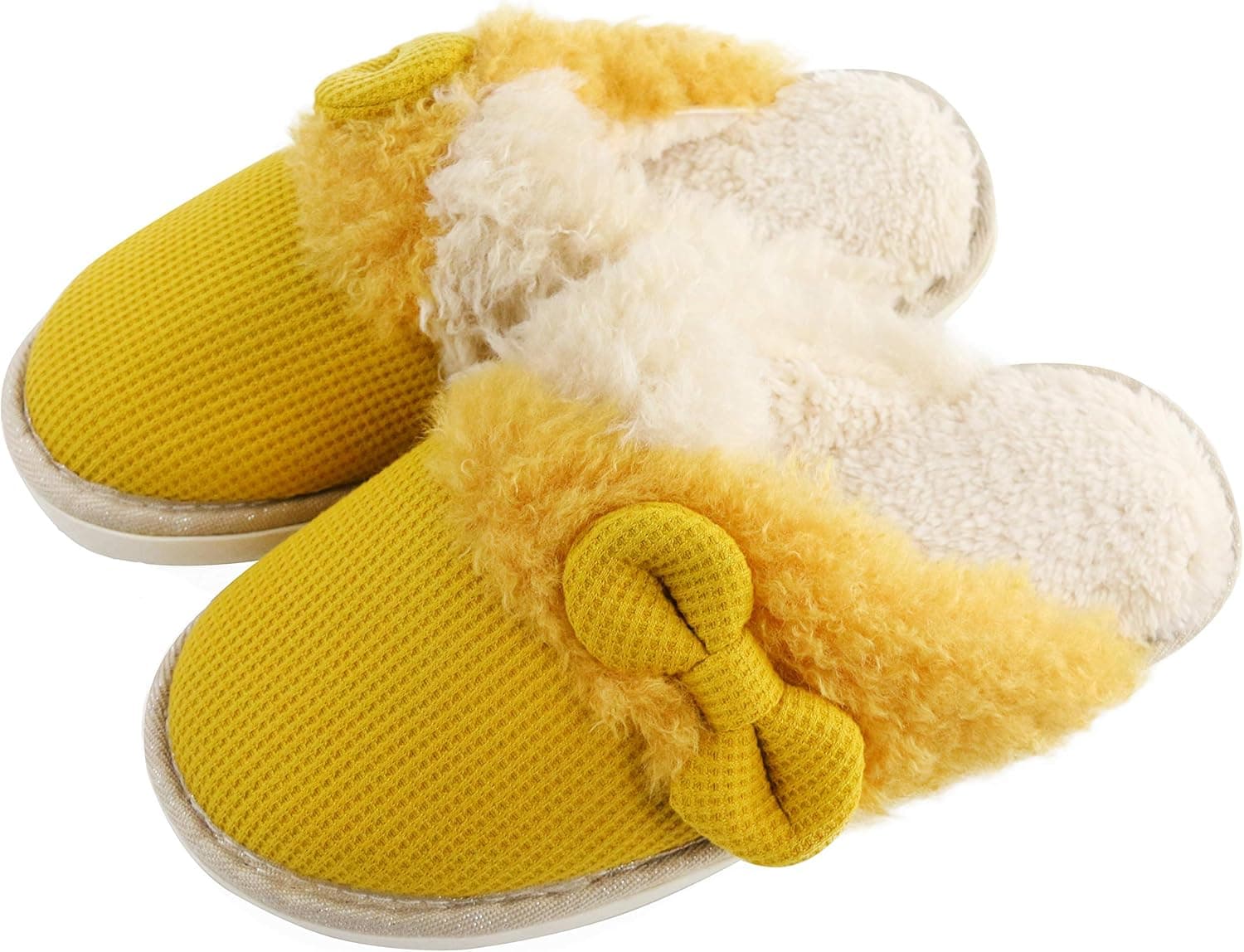 Komyufa Bedroom Slippers Women Fuzzy House Slippers Cute Knitted Slippers for Girls Memory Foam Fluffy Lining Indoor Outdoor