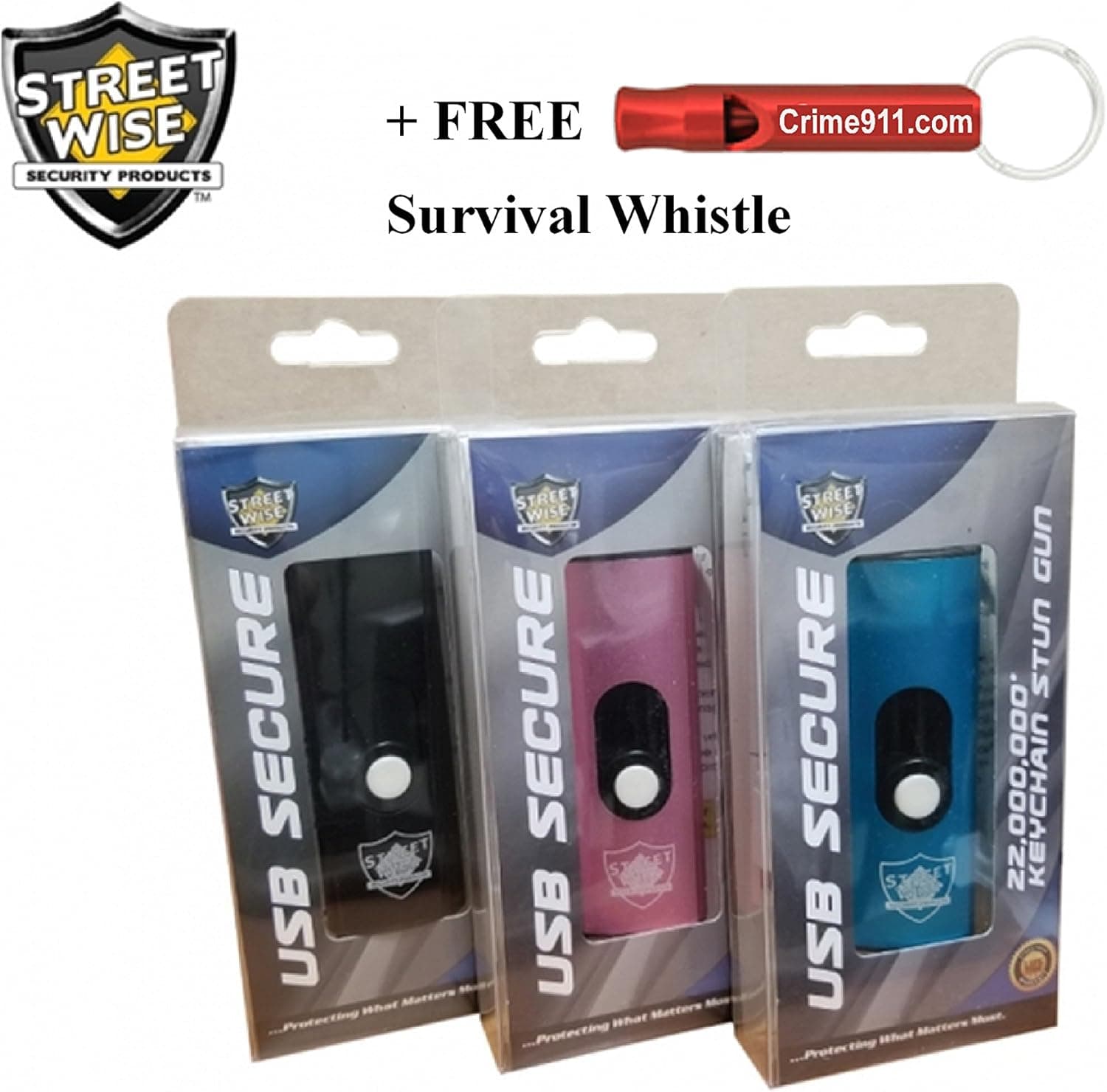 Streetwise USB 22,000,000 Keychain Stun Gun Key Chain and Flashlight