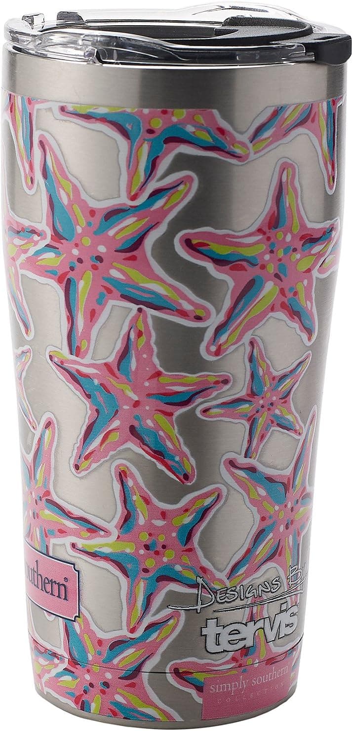 Tervis Simply Southern Sea Star 20 oz Stainless Steel Tumbler with lid, 20oz, Silver