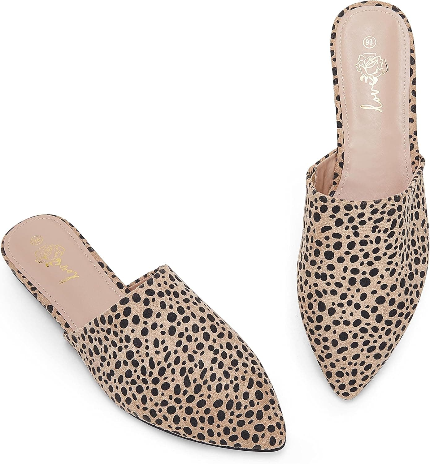 Ruanyu Womens Backless Mules Sandals Flat Pointed Toe Slip On Studded Tassel Comfortable Penny Loafers
