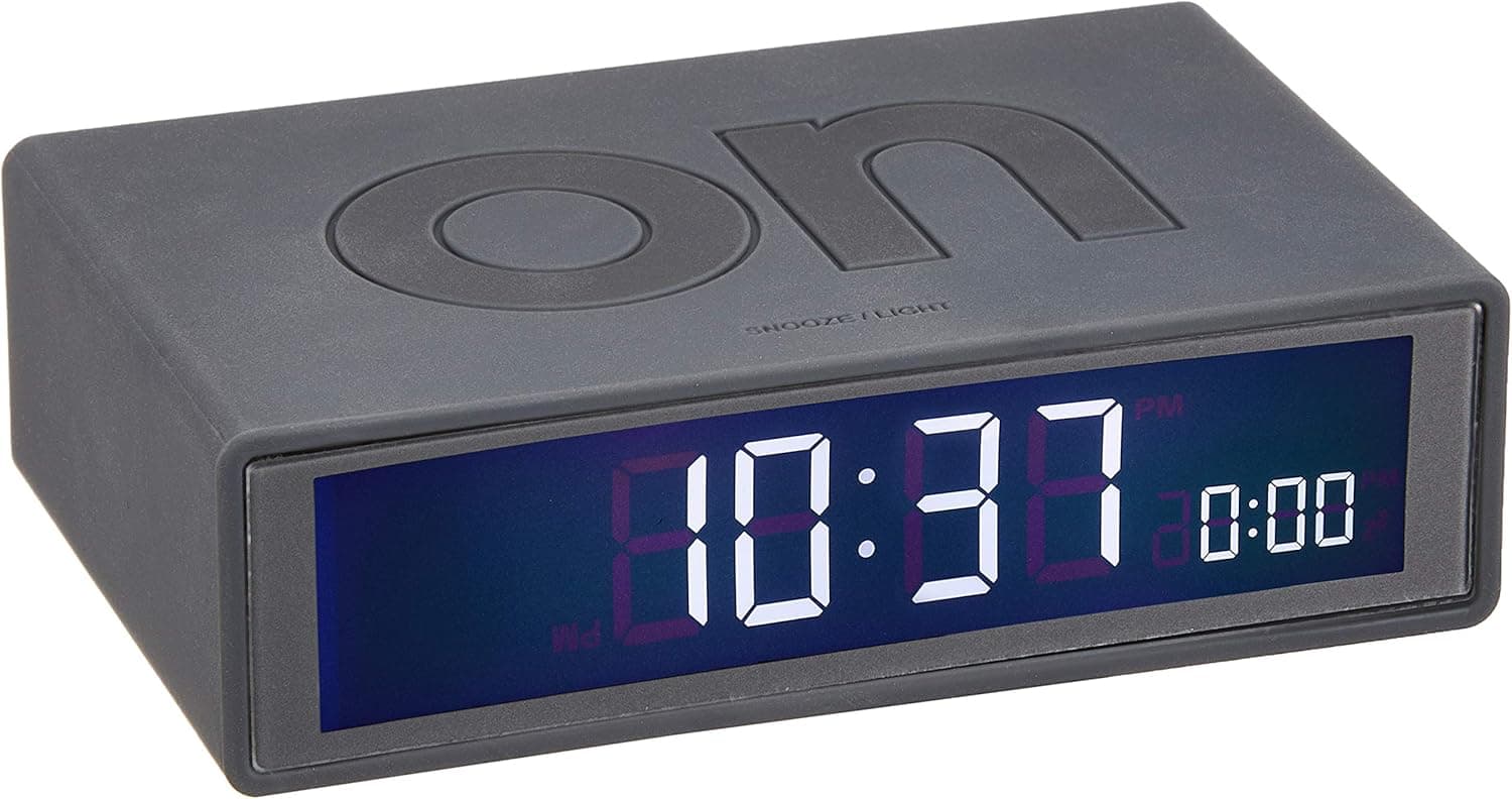 Lexon Flip On/Off Alarm Clock (Charcoal G3)
