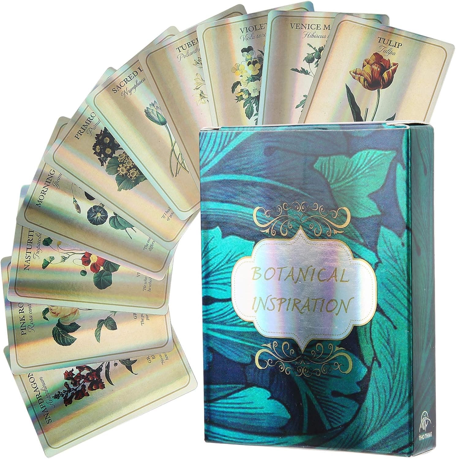 FOKH Tarot Card,44 Tarot Cards Hologram Paper Flash Tarot Cards Deck Classic English Future Telling Game Card Interactive Board Game Gift Accessory Children Adult Fate Divination Card (Card)