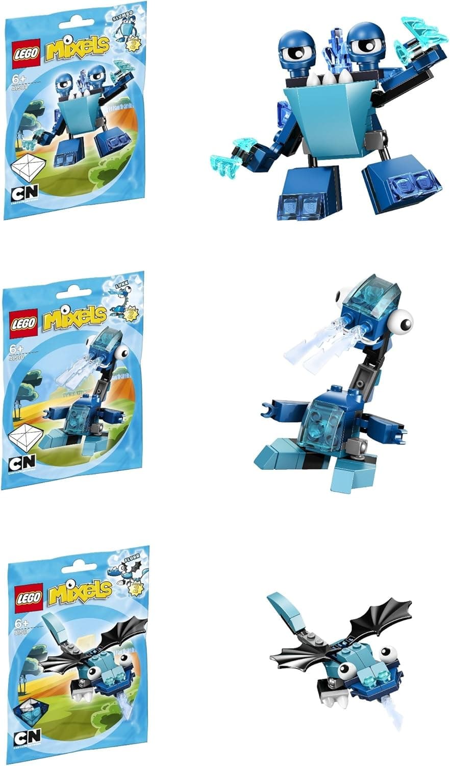 LEGO, Mixels Series 2 Bundle Set of Frosticons, Slumbo (41509), Lunk (41510), and Flurr (41511)