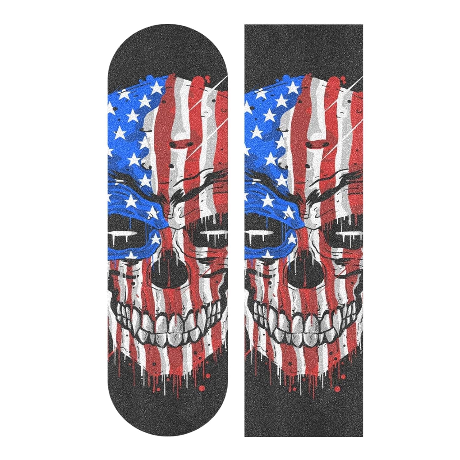 Skateboard Grip Tape Sheet 9 x 33 Inch, Cool Anti-Slip Longboard Griptape Sandpaper Bubble Free Scooter Grip Tape Sheet for Rollerboard Stairs Pedal (Skull US Flag)